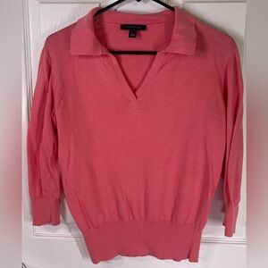 Ann Taylor Pink long sleeved v neck top S